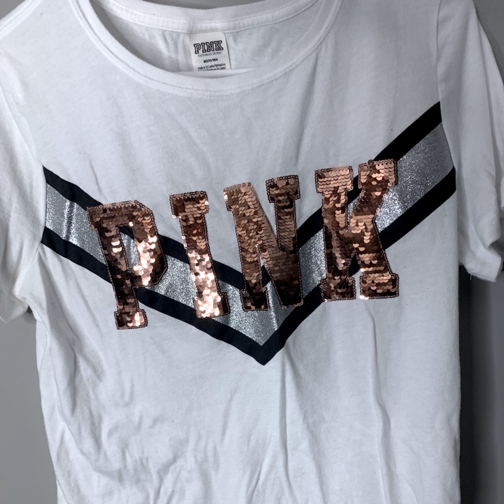 Rose gold sequins PINK T-shirt